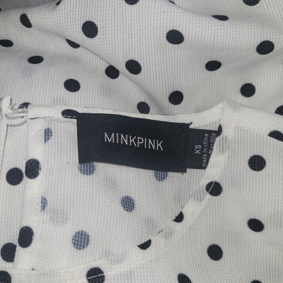 Mink Pink Polka Dot Twist Front Cropped Long Sleeve Blouse XS - Picture 6 of 6